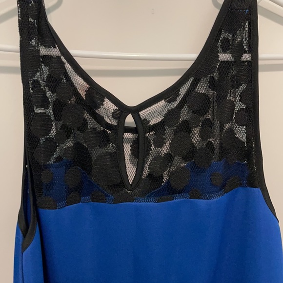 Blue Fit & Flare Cocktail Dress with Black Lace 1X - Picture 4 of 12
